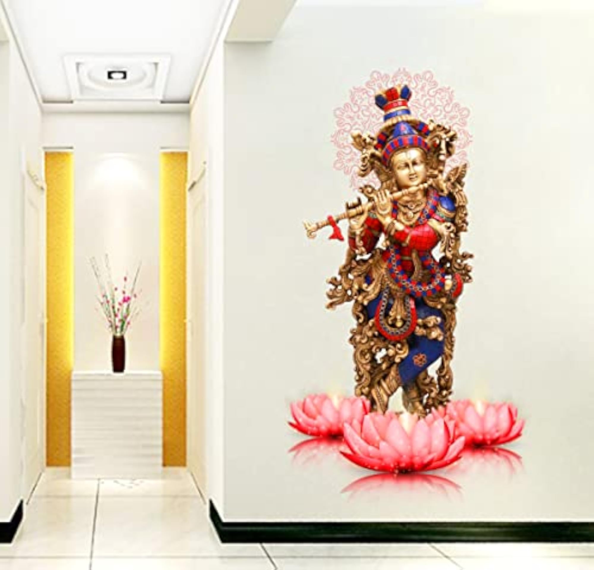 Shree Krishna Ji Wall Sticker (PVC Vinyl, Multicolour)